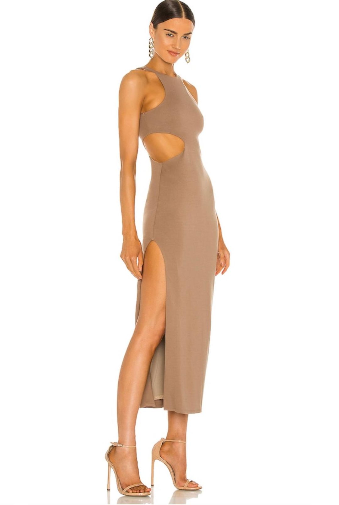 x REVOLVE Rylan Midi Dress in Taupe for rent on The Volte - main image