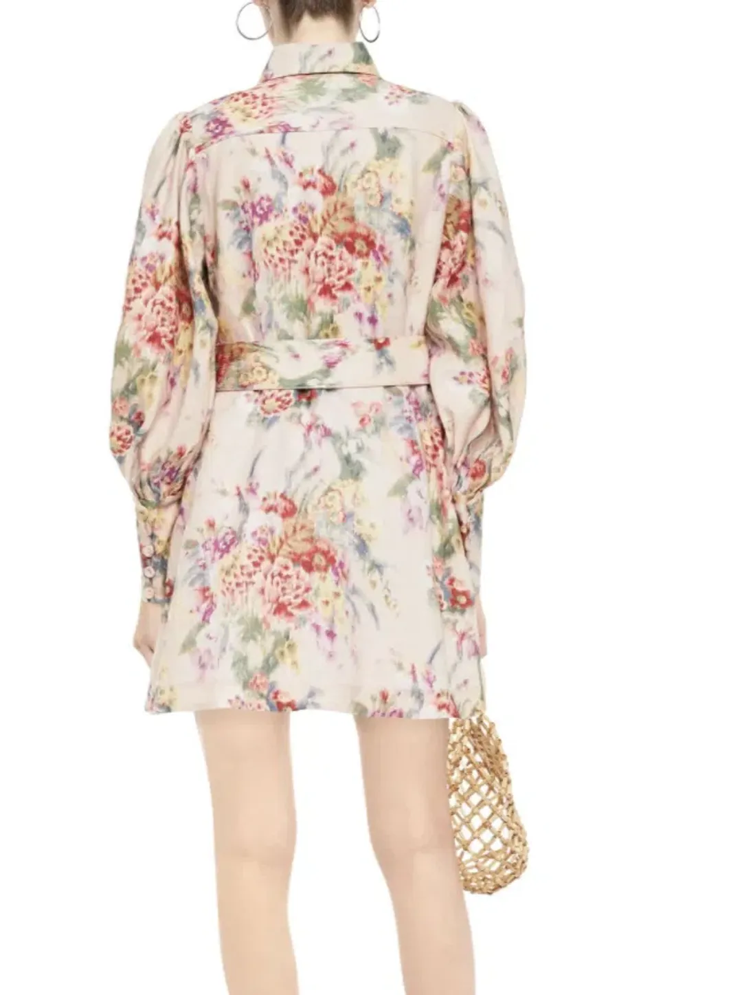 Zimmermann Wavelength Belted Linen Mini Dress Floral Size 6 for rent on The Volte - main image