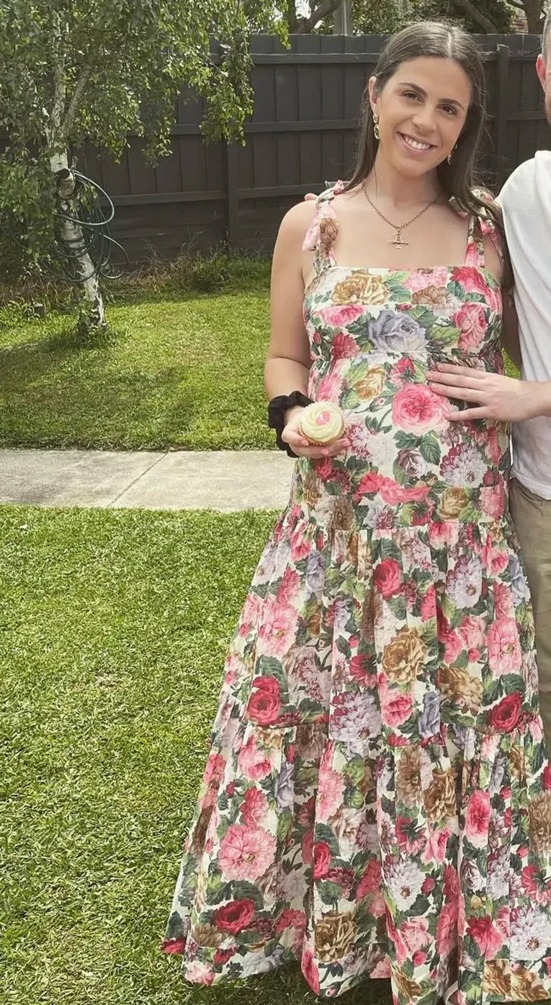 Zimmermann Mae Tie Shoulder Dress Rose Floral Size 16 for rent on The Volte - main image