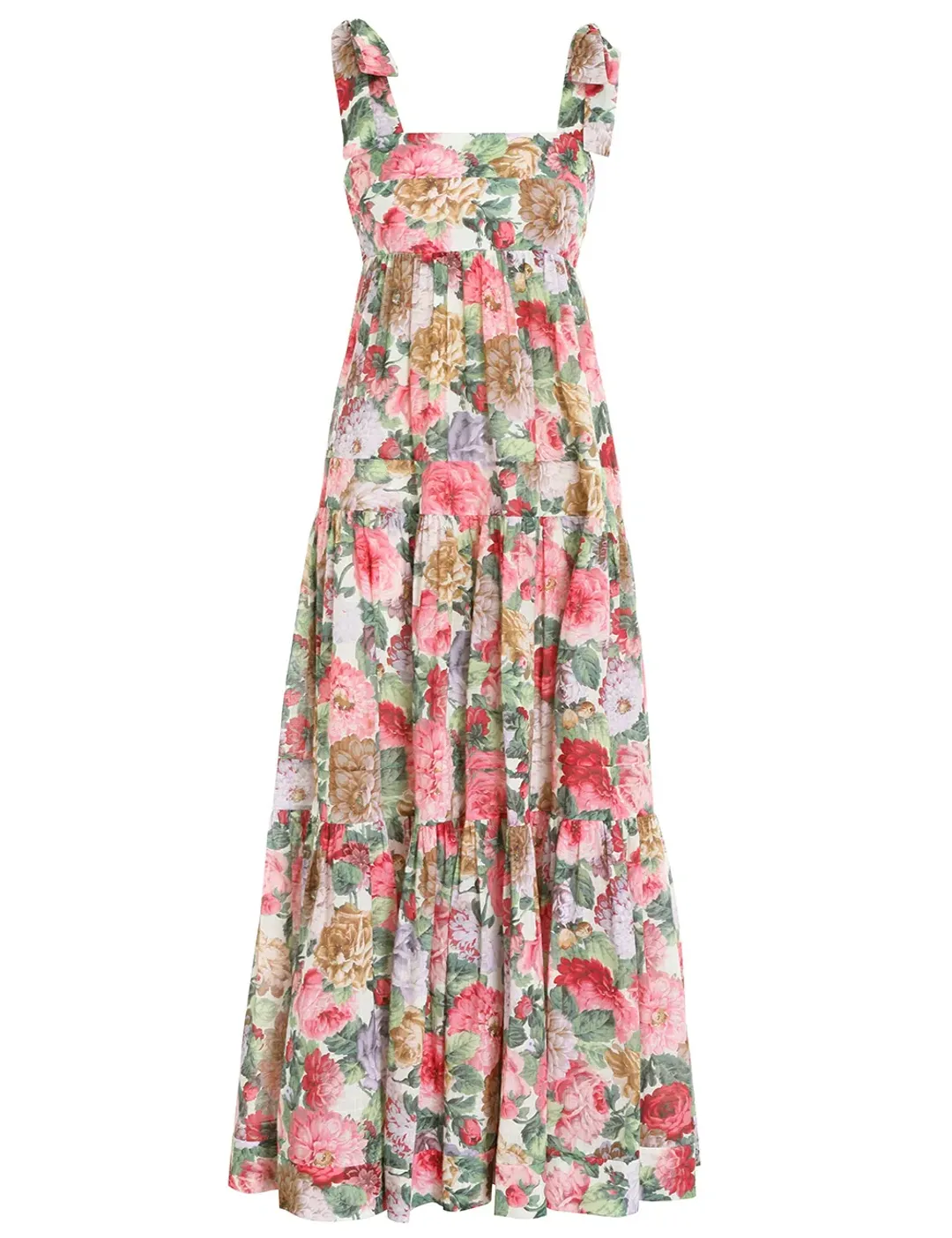 Zimmermann Mae Tie Shoulder Dress Rose Floral Size 16 for rent on The Volte - main image