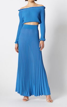 Scanlan Theodore Pleated Rib Top and Skirt Blue Size 6 for rent on The Volte - image 3