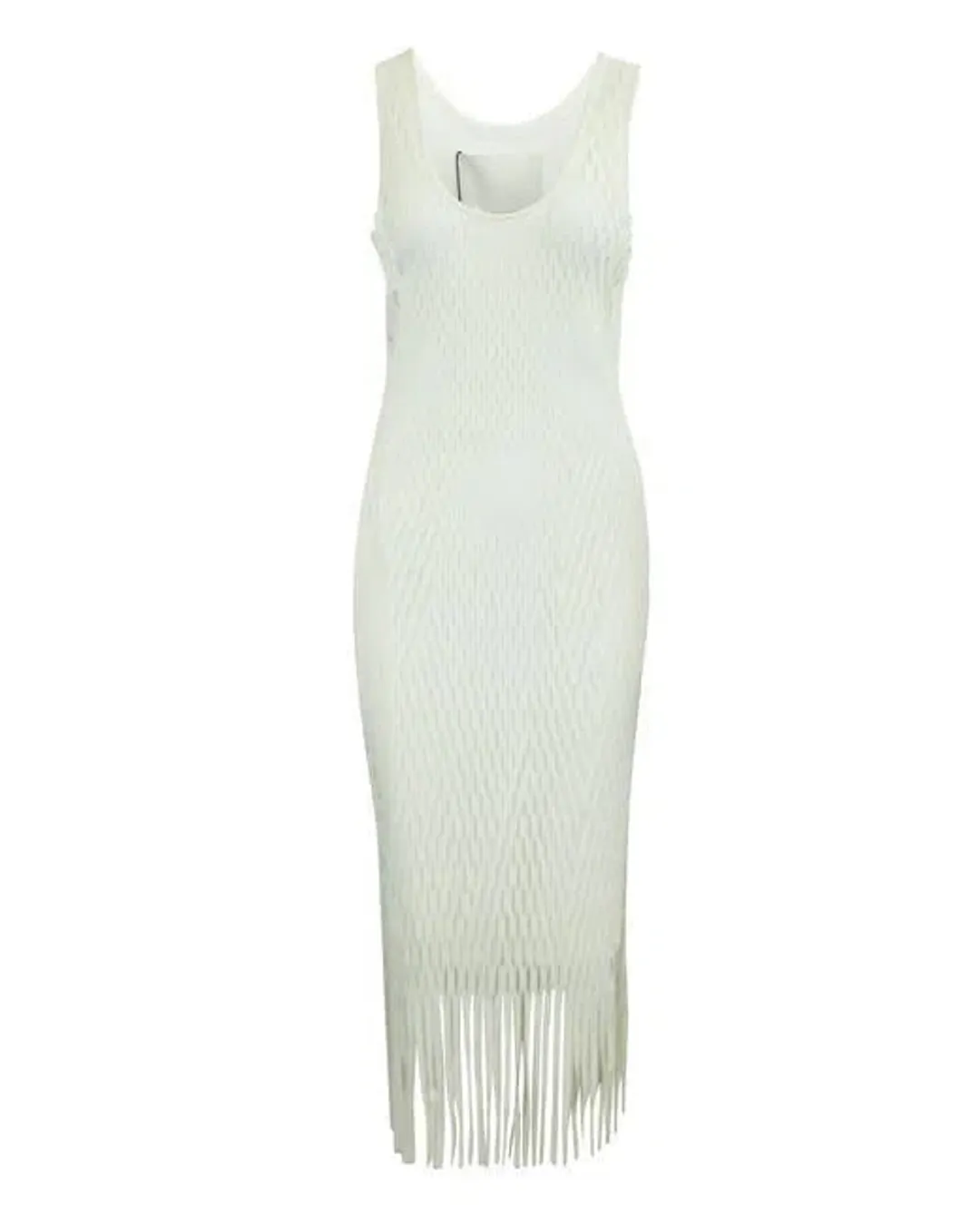Off-White Long Laser-Cut Dress with Fringes for rent on The Volte - main image
