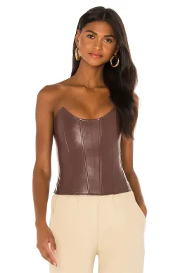 Miaou Leia Leather Corset Brown Size 6 for rent on The Volte - image 1