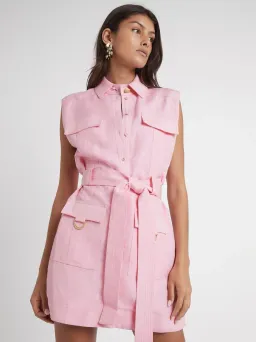 AJE Vista Linen Utility Dress Pink size 14 for rent on The Volte - image 2