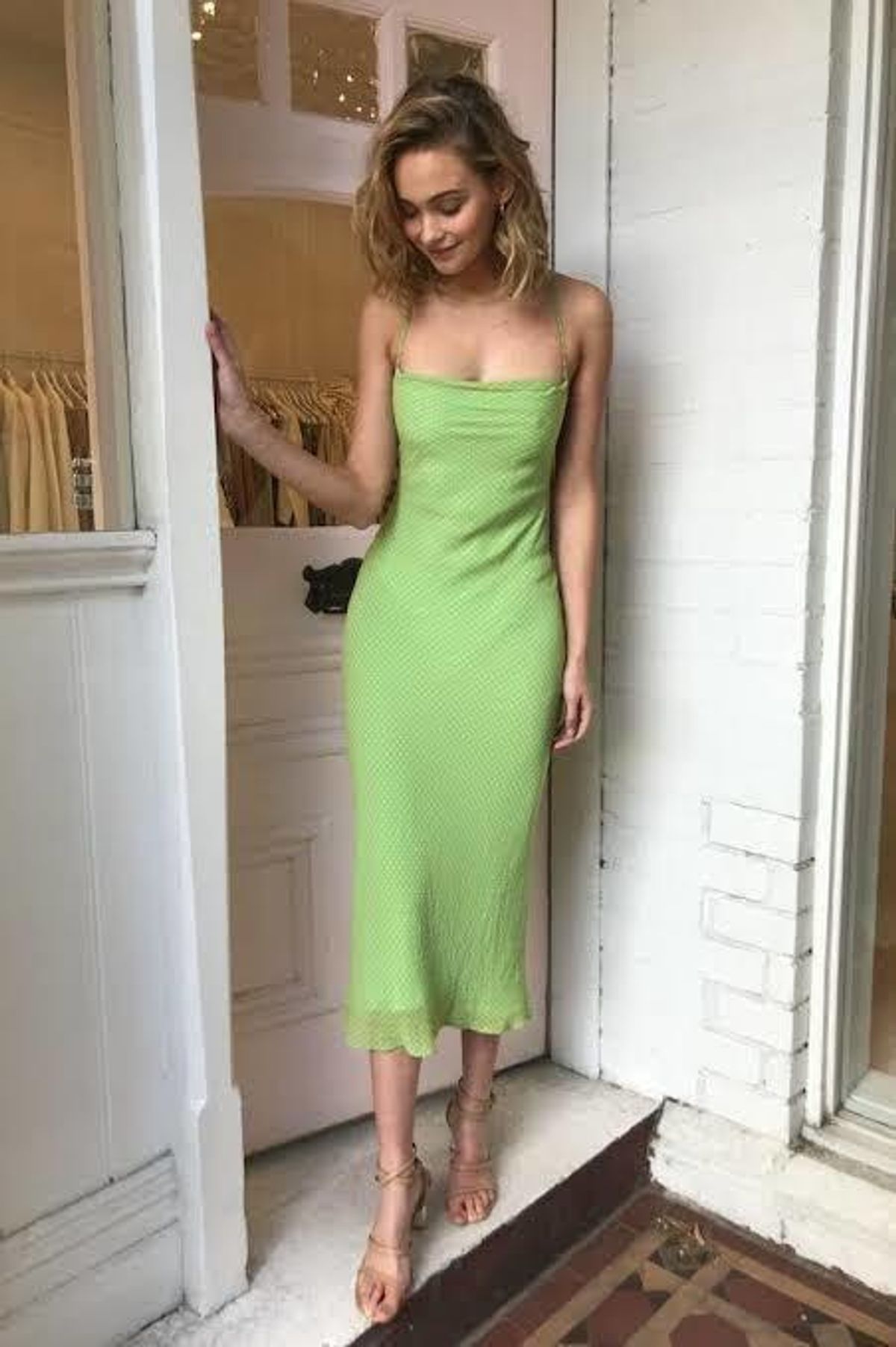 Bec & Bridge Lulu Check Midi Dress Green Size 6 - Image 2