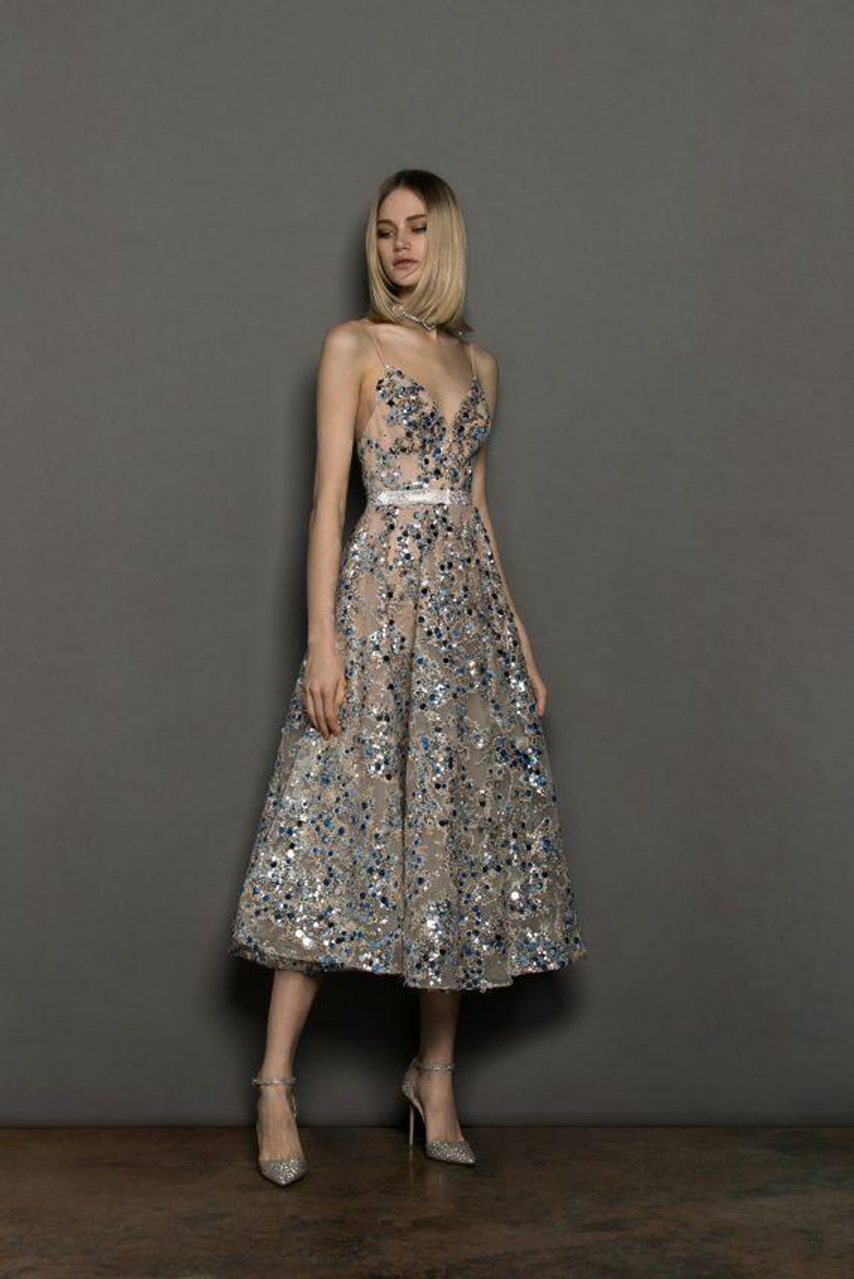 Bronx and Banco Midnight Silver Gown Midi- Small - Image 2