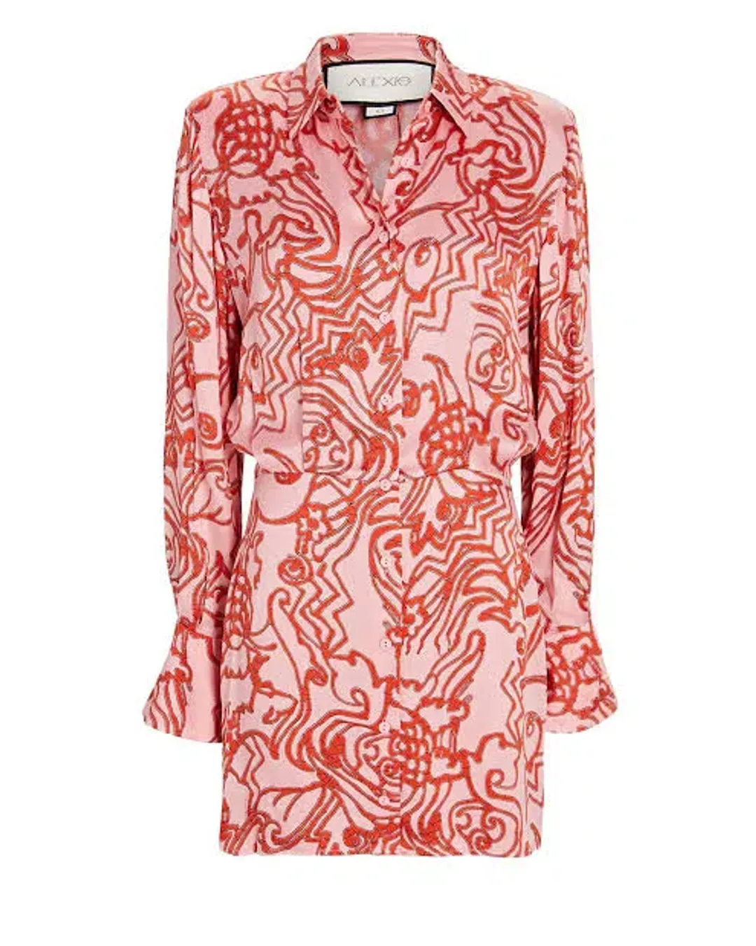Alexis Vermillion Silk Shirt Mini Dress Size 6 for rent on The Volte - main image
