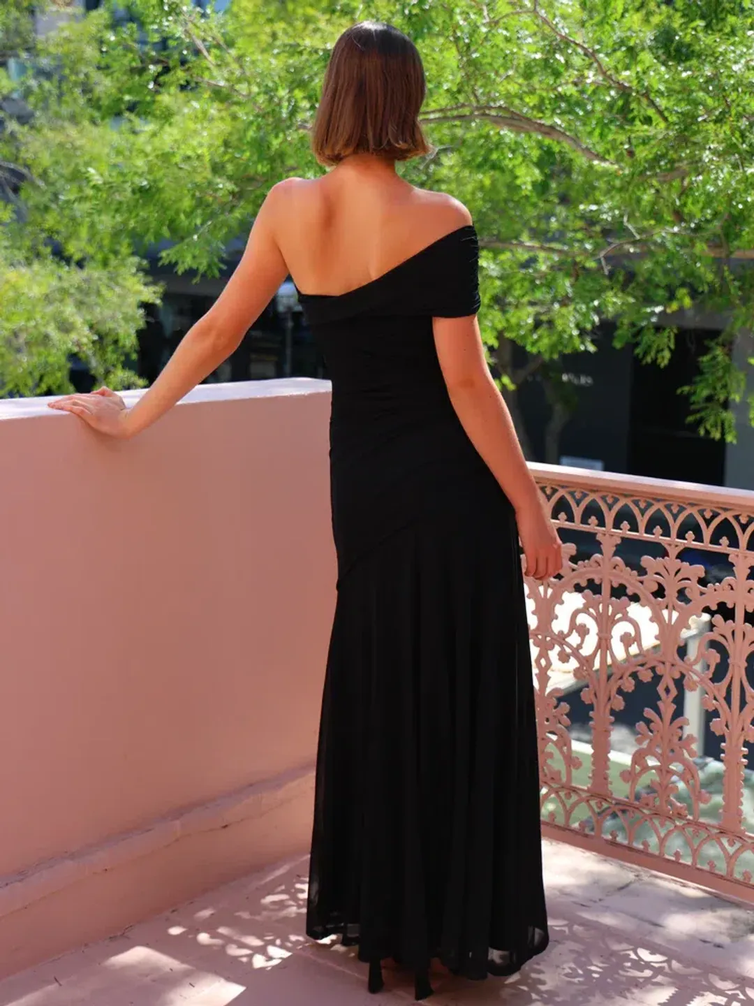 By Nicola - Fiesta Off Shoulder Maxi Dress in Black - Size 14 for rent on The Volte - main image