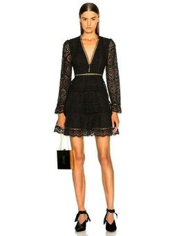 Zimmermann Tiered Cotton Eyelet Lace Mini Dress Black Size 1 / Au 10 for rent on The Volte - image 1
