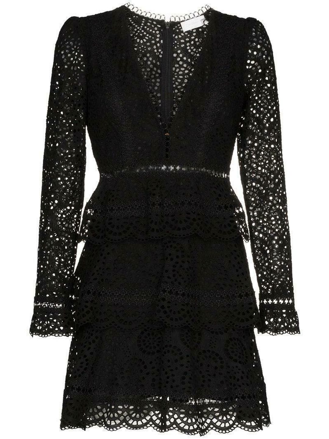 Zimmermann Tiered Cotton Eyelet Lace Mini Dress Black Size 1 / Au 10 for rent on The Volte - main image