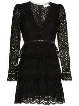 Zimmermann Tiered Cotton Eyelet Lace Mini Dress Black Size 1 / Au 10 for rent on The Volte - image 4