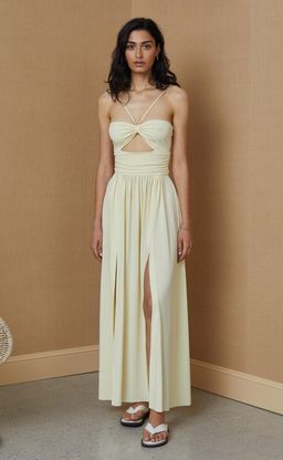 Isla Halter Butter Midi Dress Size 6 for rent on The Volte - image 1