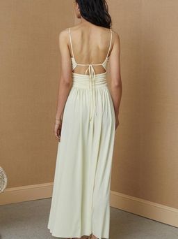 Isla Halter Butter Midi Dress Size 6 for rent on The Volte - image 3
