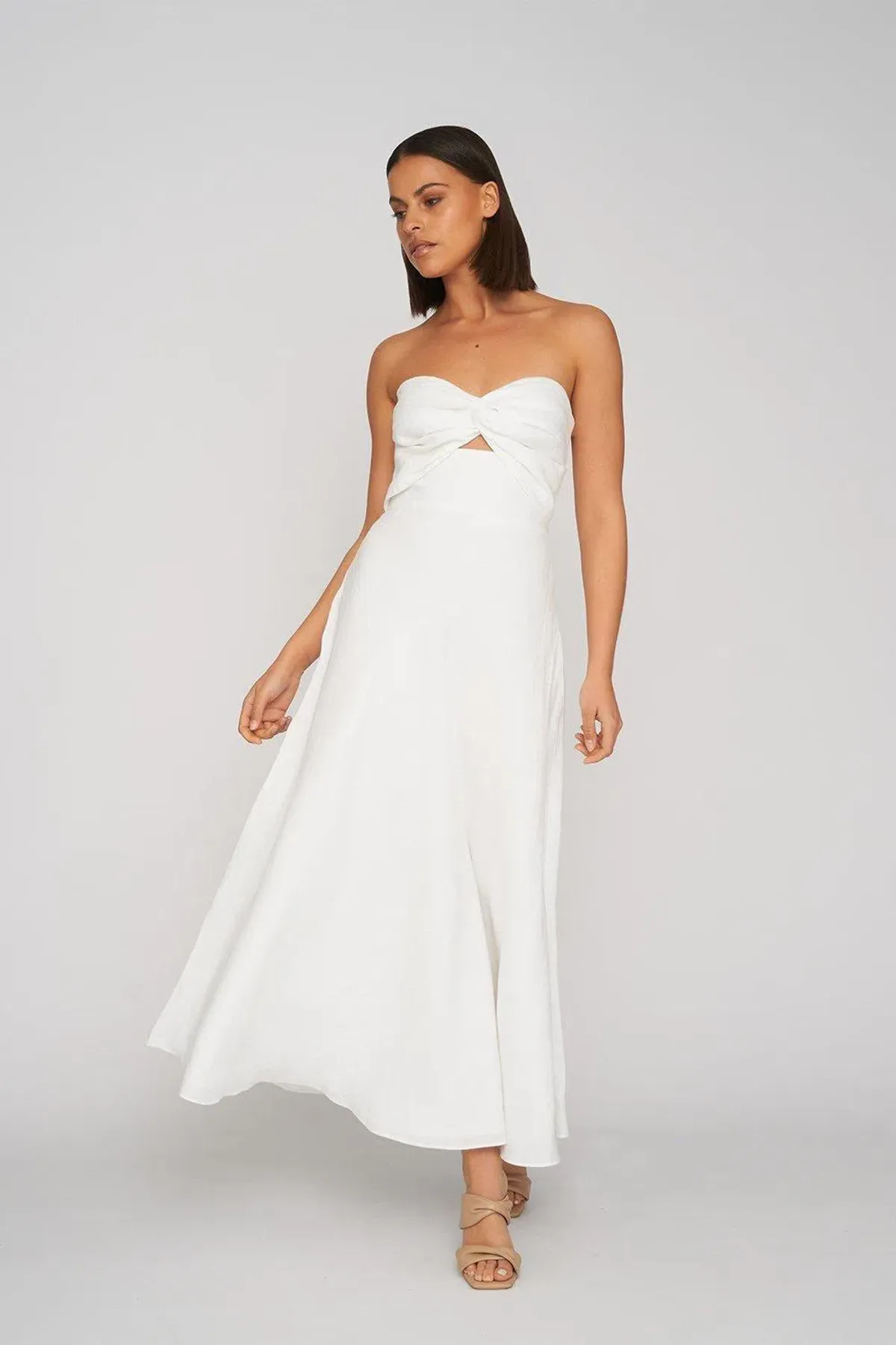 Penelope Strapless Midi Dress White - Image 2