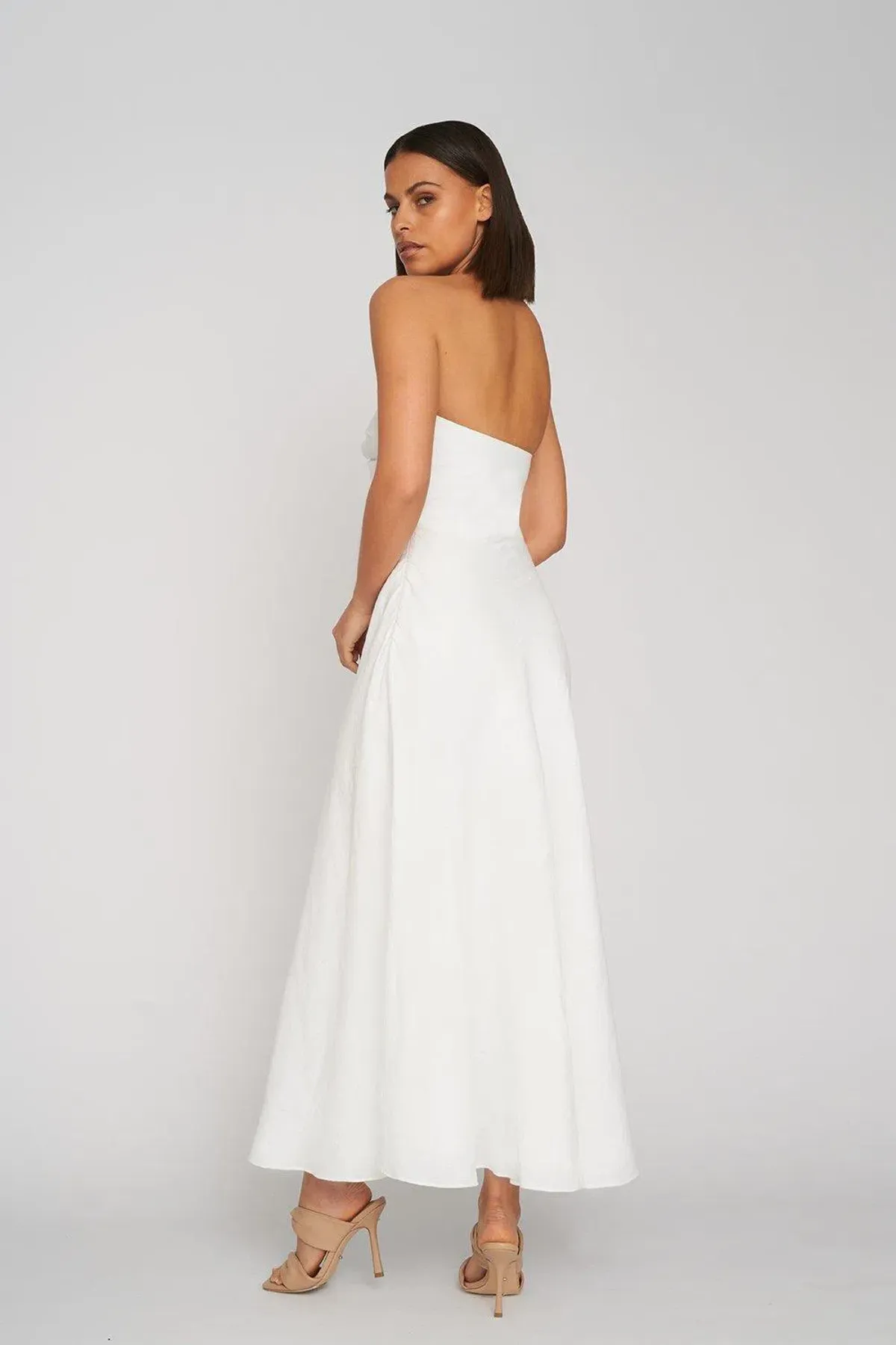 Penelope Strapless Midi Dress White - Image 3