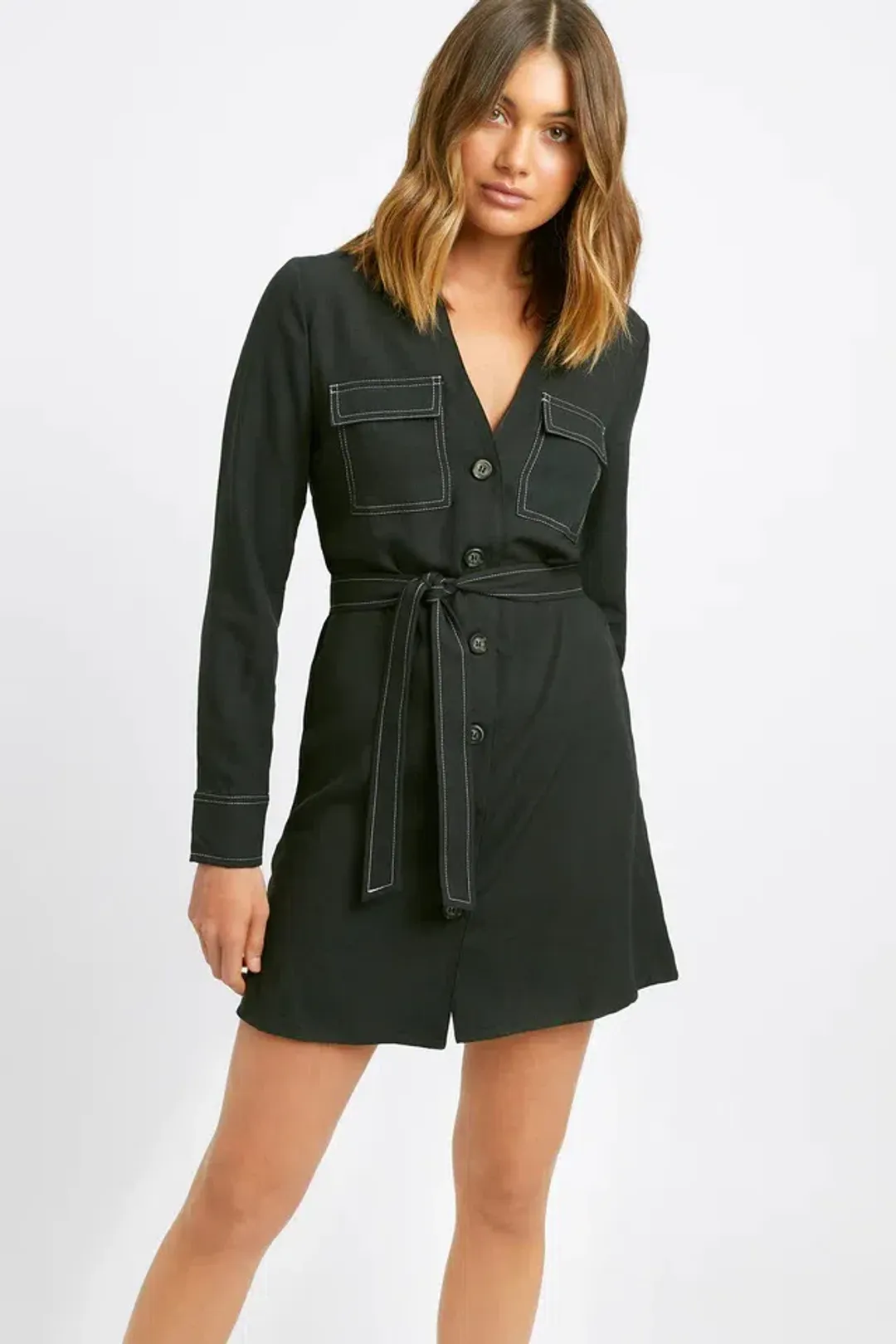Kookai Sydney Button Up Dress Black Size 12 for rent on The Volte - main image
