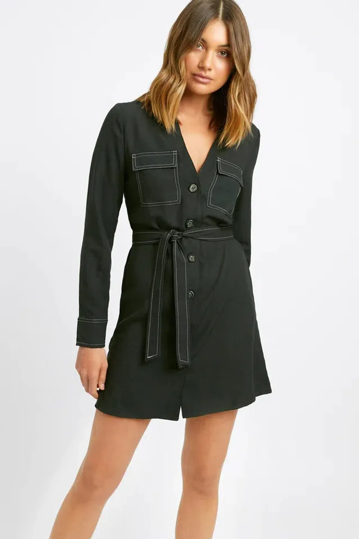 Kookai Sydney Button Up Dress Black Size 12 - Image 3