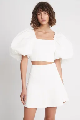 Aje Casa Puff Sleeve Knit Top Ivory Size XS for rent on The Volte - image 1