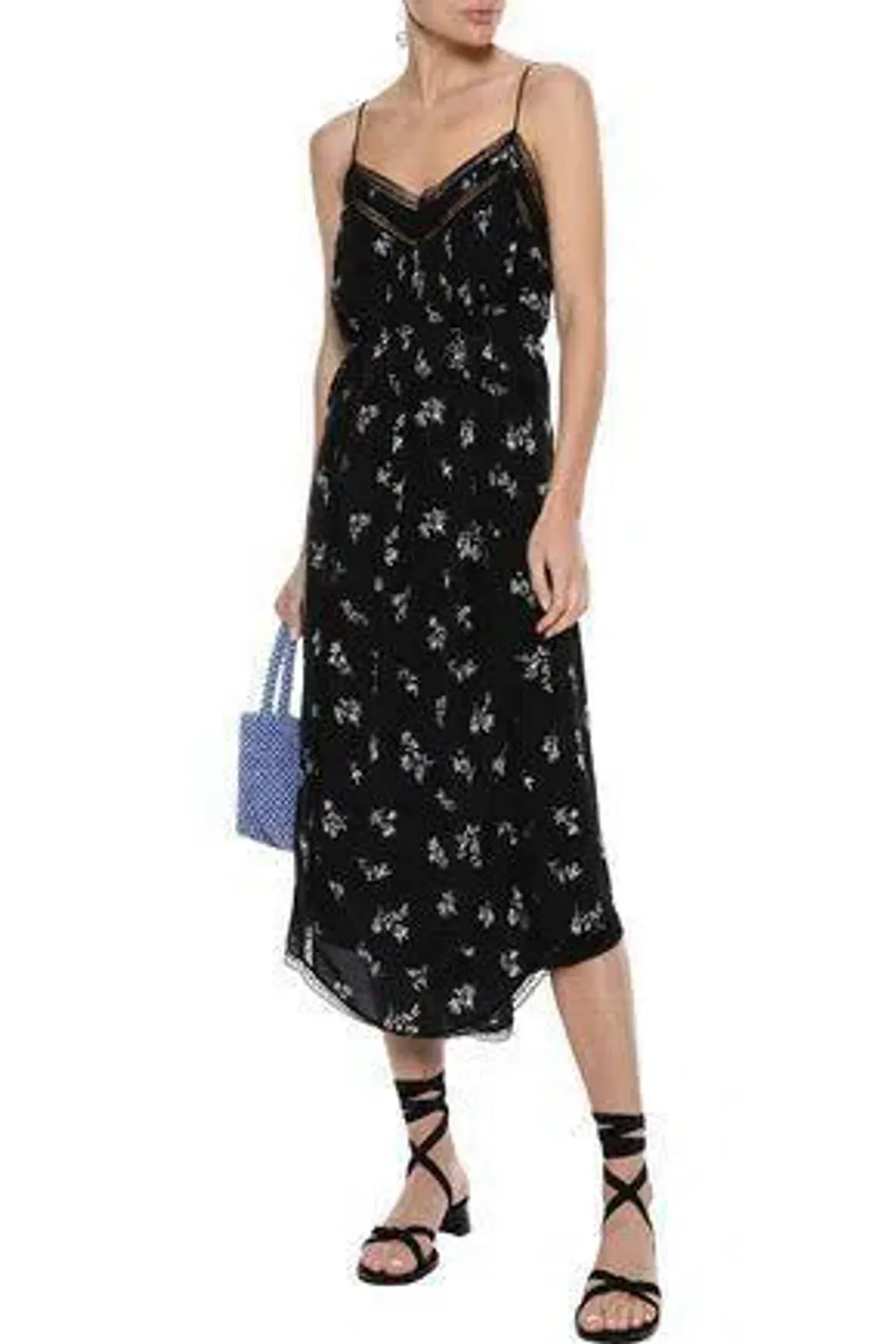Zimmermann Pleated Floral-print Silk Midi Black Dress Size 6-8 for rent on The Volte - main image