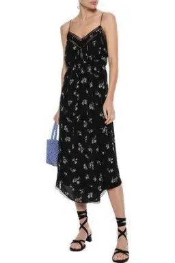 Zimmermann Pleated Floral-print Silk Midi Black Dress Size 6-8 for rent on The Volte - image 1