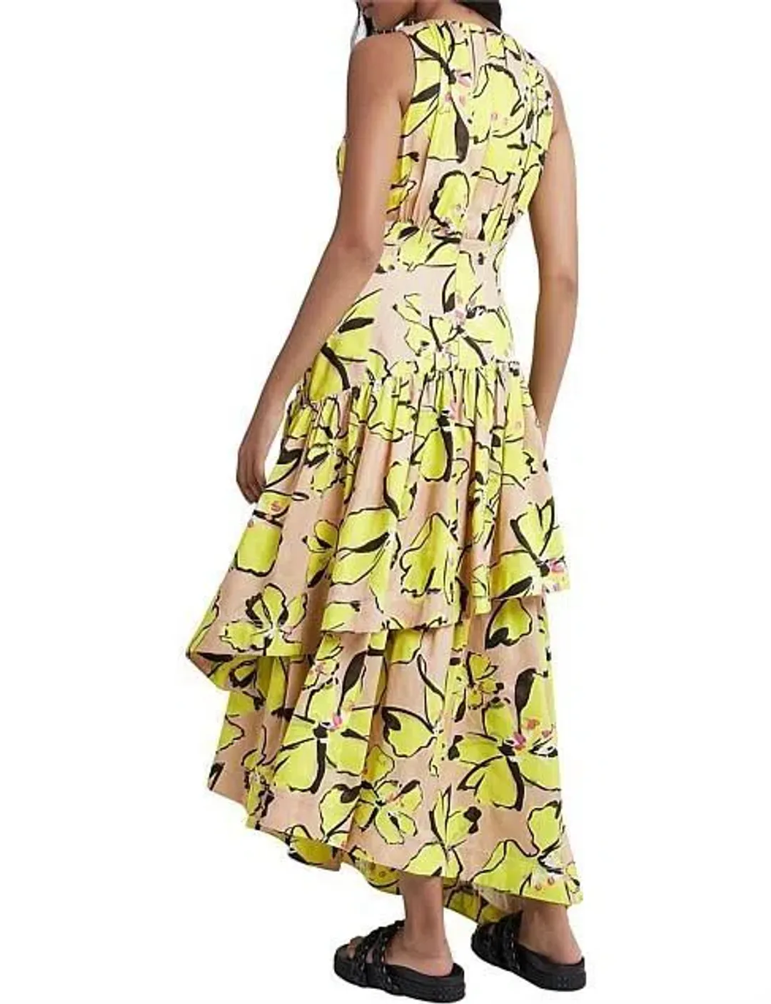 Aje Pelicano Citrus Bloom Racer Asymmetric Tiered Dress for rent on The Volte - main image