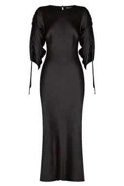 Shona Joy Wright Ruched Sleeve Midi Black Dress Size 8 for rent on The Volte - image 4