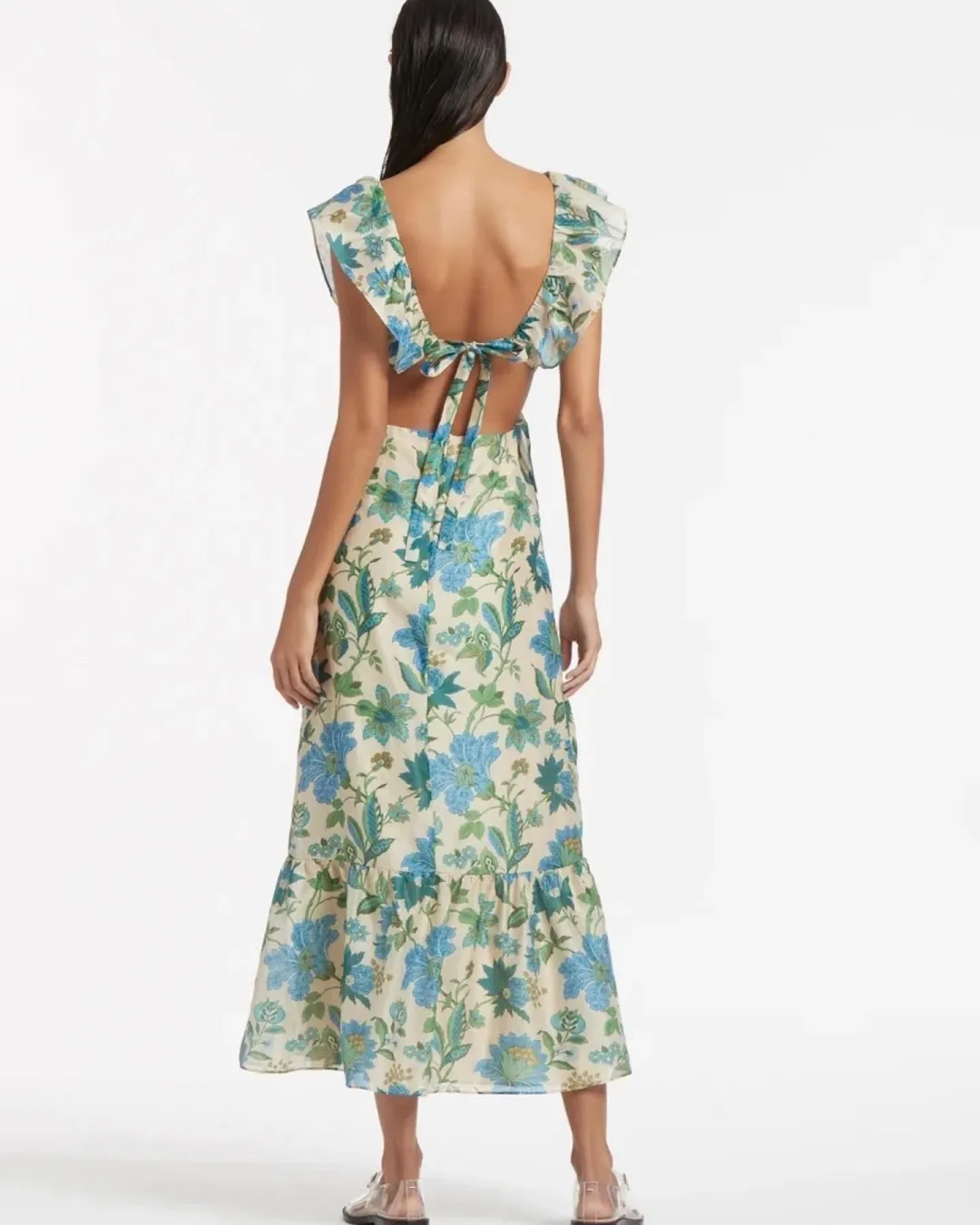 Sir the Label Celia Frill Midi Dress Floral Print Size 0 for rent on The Volte - main image