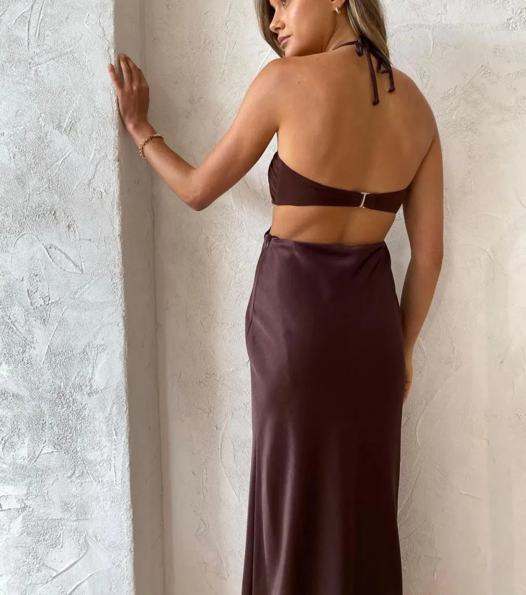 Bec & Bridge Nadia Cut Out Midi Dress Chocolate Size 6 for rent on The Volte - main image