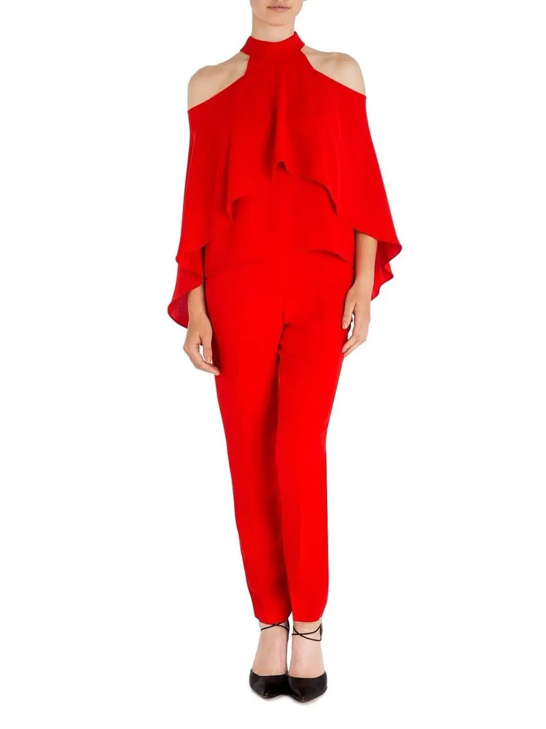 Carla Zampatti Flame Crepe Top and Pants Set Red Size 10 for rent on The Volte - main image