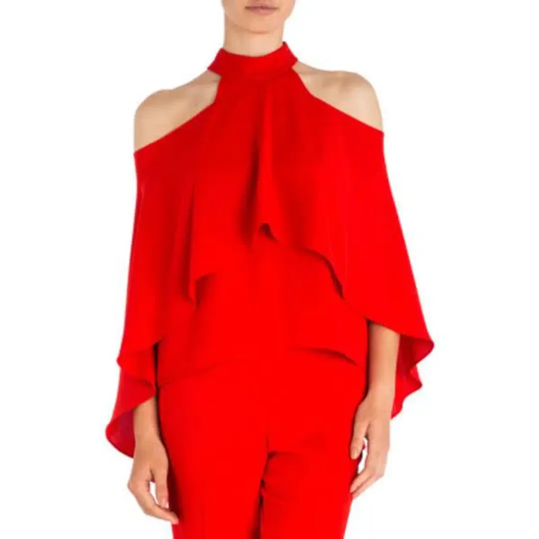Carla Zampatti Flame Crepe Top and Pants Set Red Size 10 for rent on The Volte - main image