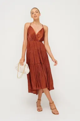 Sheike Womens Cascade Midi Dress Copper Size 16 for rent on The Volte - image 3
