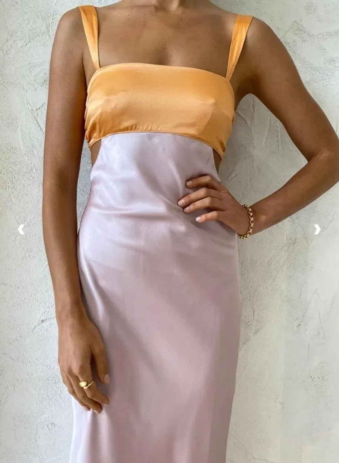 Hansen & Gretel Felicity Dress In Apricot/Lilac Size 6 for rent on The Volte - main image