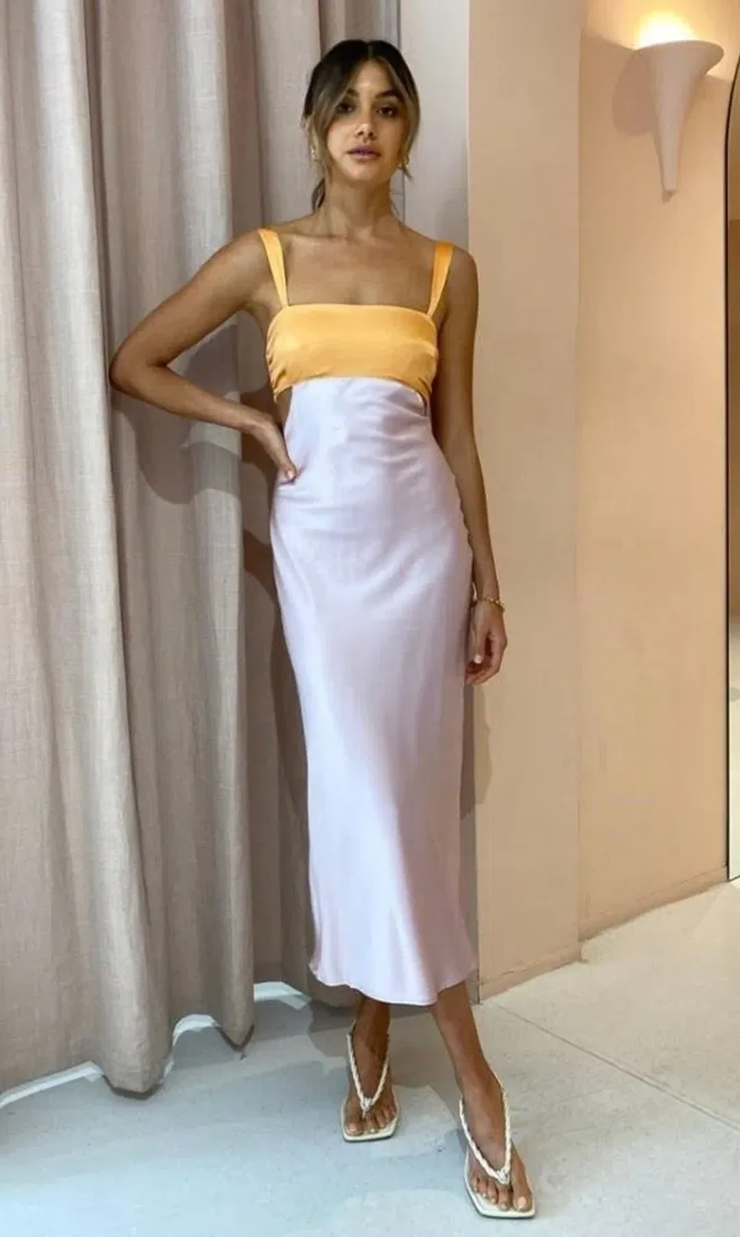 Hansen & Gretel Felicity Dress In Apricot/Lilac Size 6 for rent on The Volte - main image