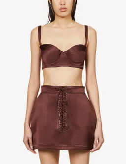 Alex Perry Spence Mini Skirt & Dane Bra Top Set Chocolate Size 8 for rent on The Volte - image 1
