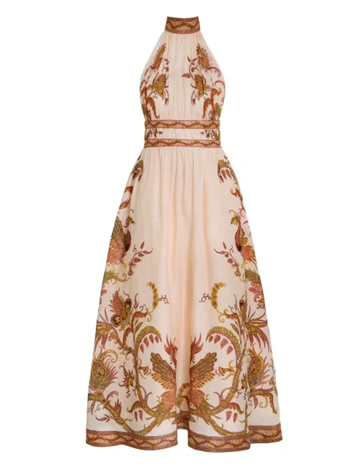 Zimmerman Cassia Halter Bow Midi Dress Print Size 6-8 - Image 5