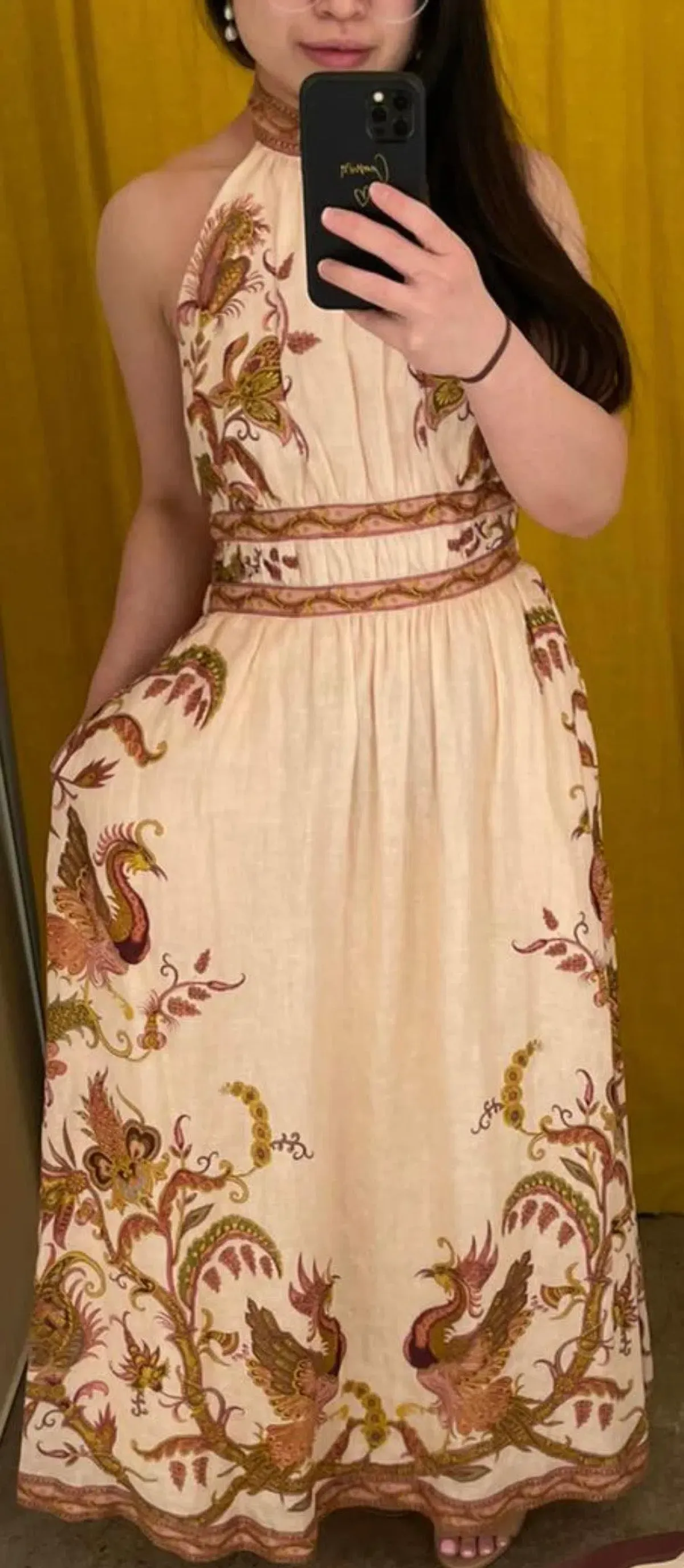 Zimmerman Cassia Halter Bow Midi Dress Print Size 6-8 - Image 3