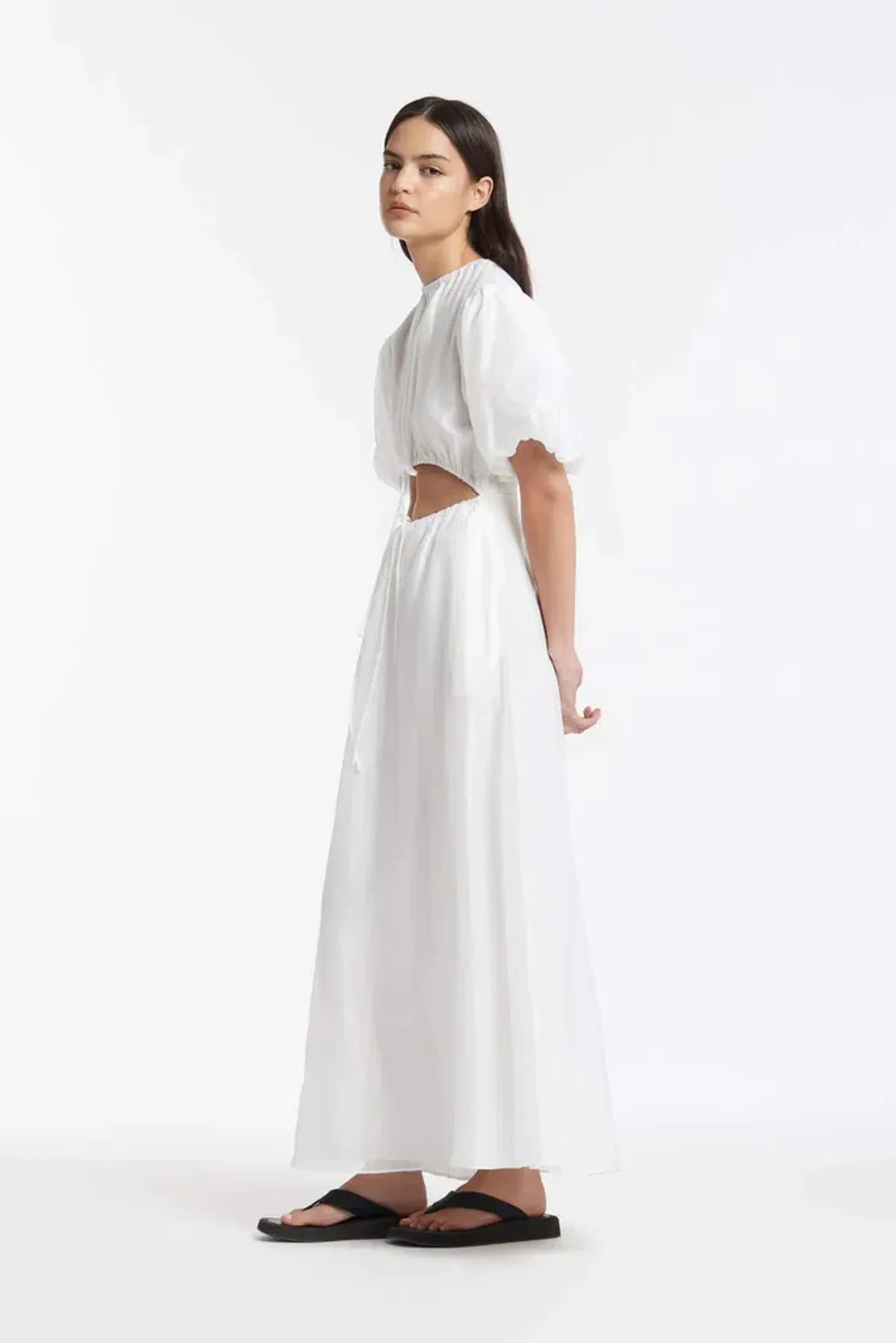 Sir the Label Franc Puff Sleeve Mini Dress in Chalk White Size 1 - Image 2