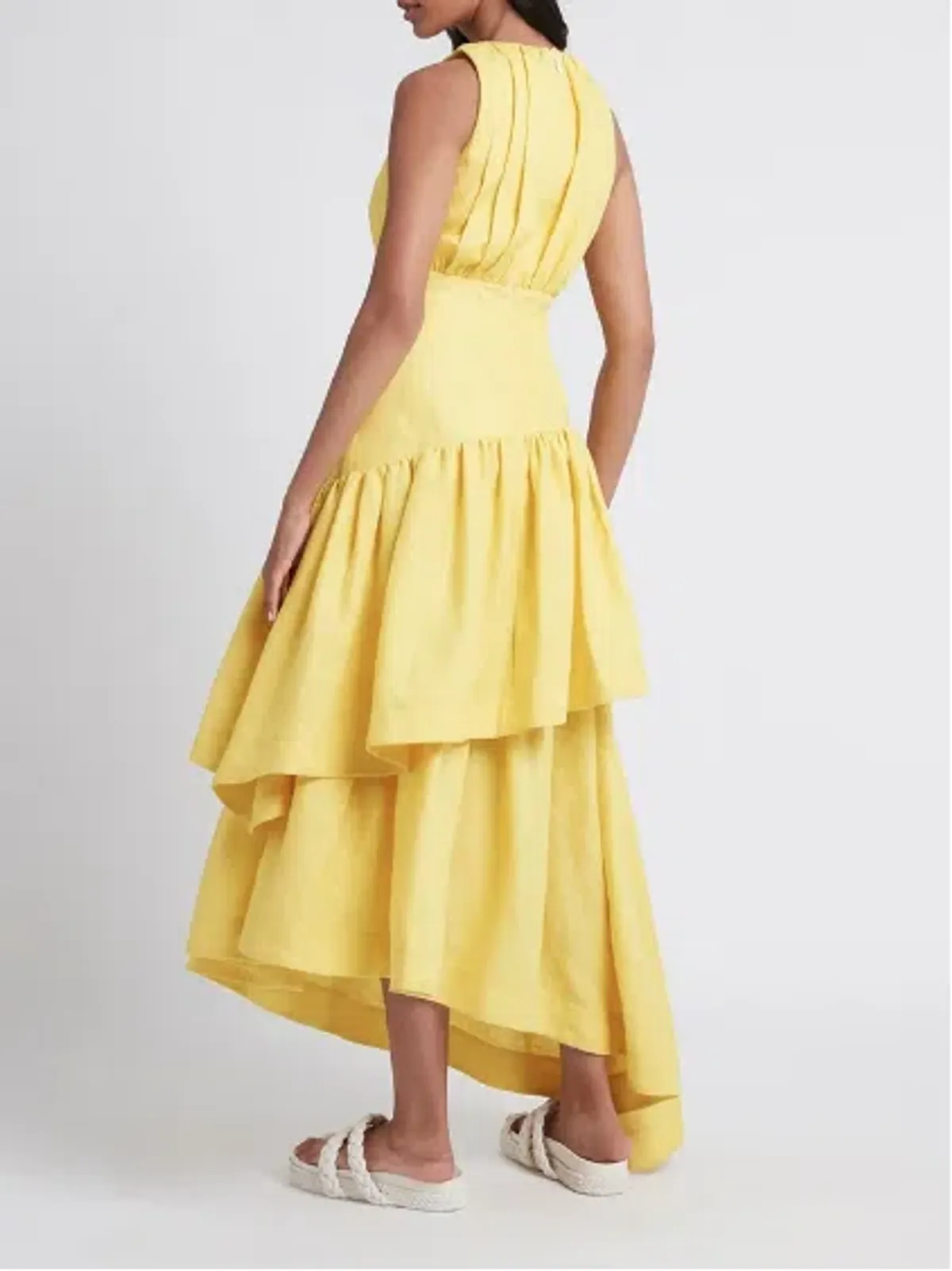 Aje Caliente Tiered Cut Out Midi Dress Yellow Size 12 - Image 2