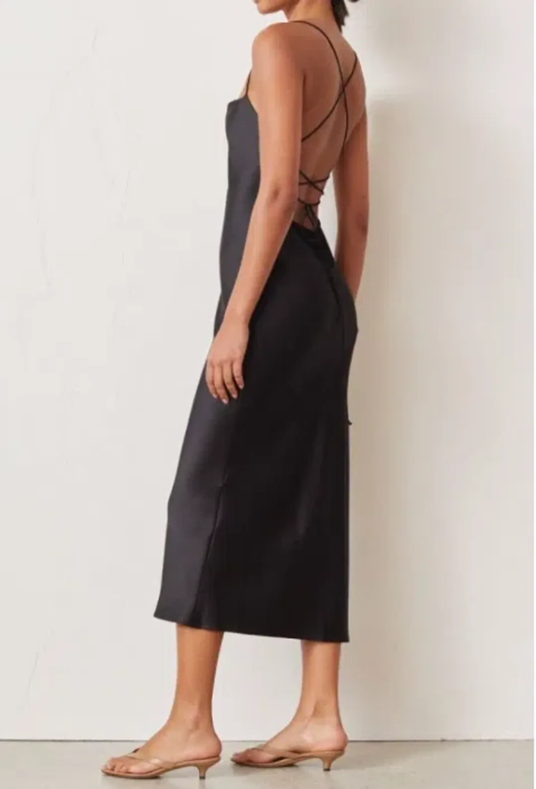 Bec and Bridge Seraphine lace up Black silk Dress for rent on The Volte - main image