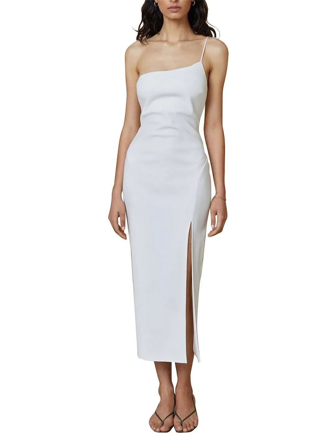 Bec & Bridge Fleur Asymmetric Midi Dress Ivory Size 6 for rent on The Volte - main image