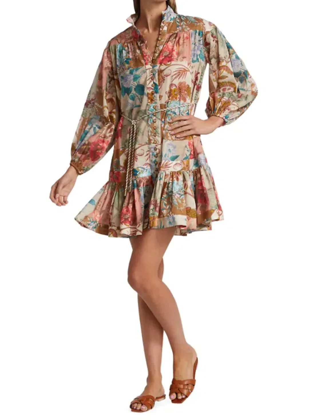 Zimmermann Cassia Drop Waist Mini Dress Print Size 8 for rent on The Volte - main image