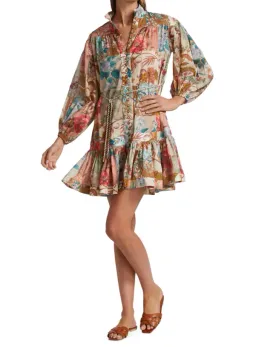 Zimmermann Cassia Drop Waist Mini Dress Print Size 8 for rent on The Volte - image 1
