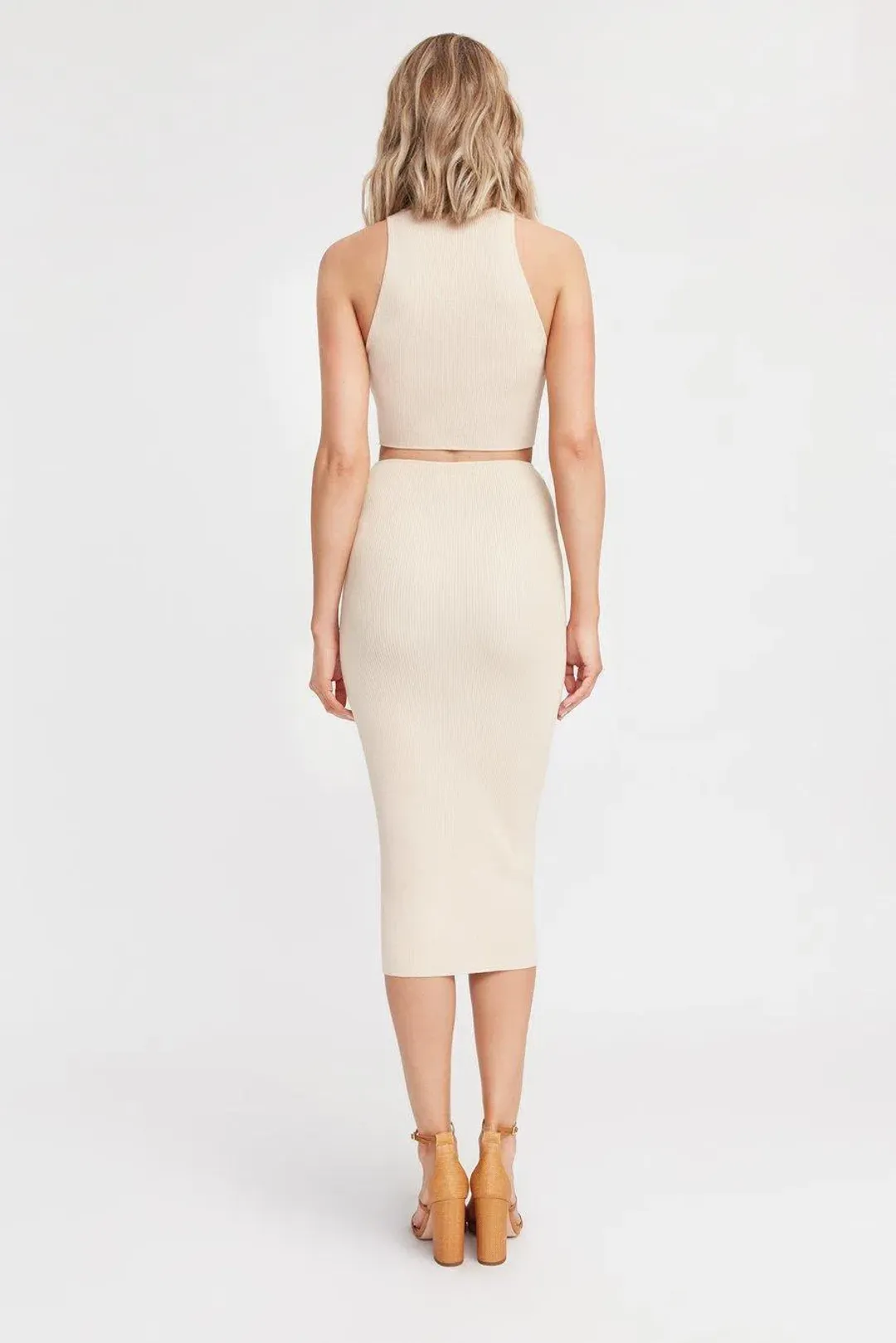 Kookai Lola Cut Out Midi Dress Nude Size 2 for rent on The Volte - main image