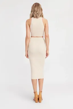 Kookai Lola Cut Out Midi Dress Nude Size 2 for rent on The Volte - image 2