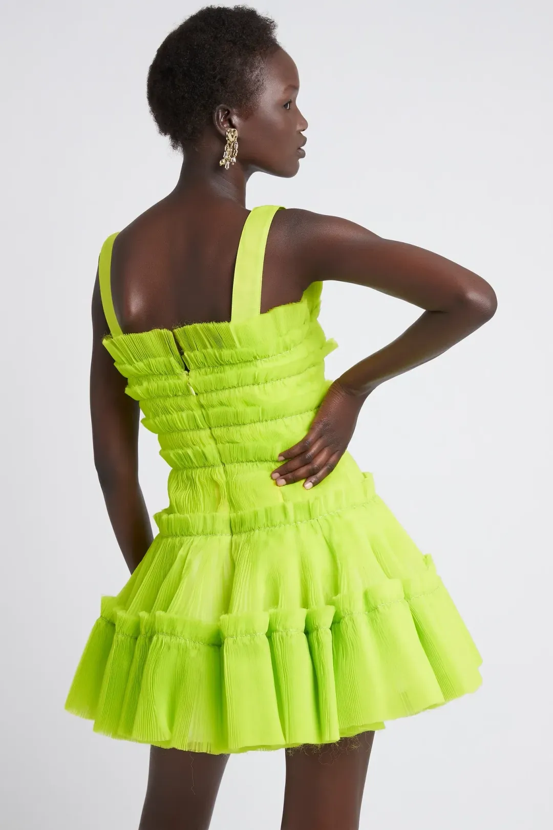 Aje Jacinto Pleated Mini Dress Green Size 8 for rent on The Volte - main image