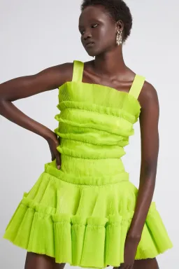 Aje Jacinto Pleated Mini Dress Green Size 8 for rent on The Volte - image 3