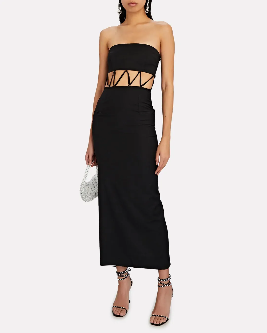 Christopher Esber Bandeau Infinity Loop Tie Dress Black Size 8 for rent on The Volte - main image