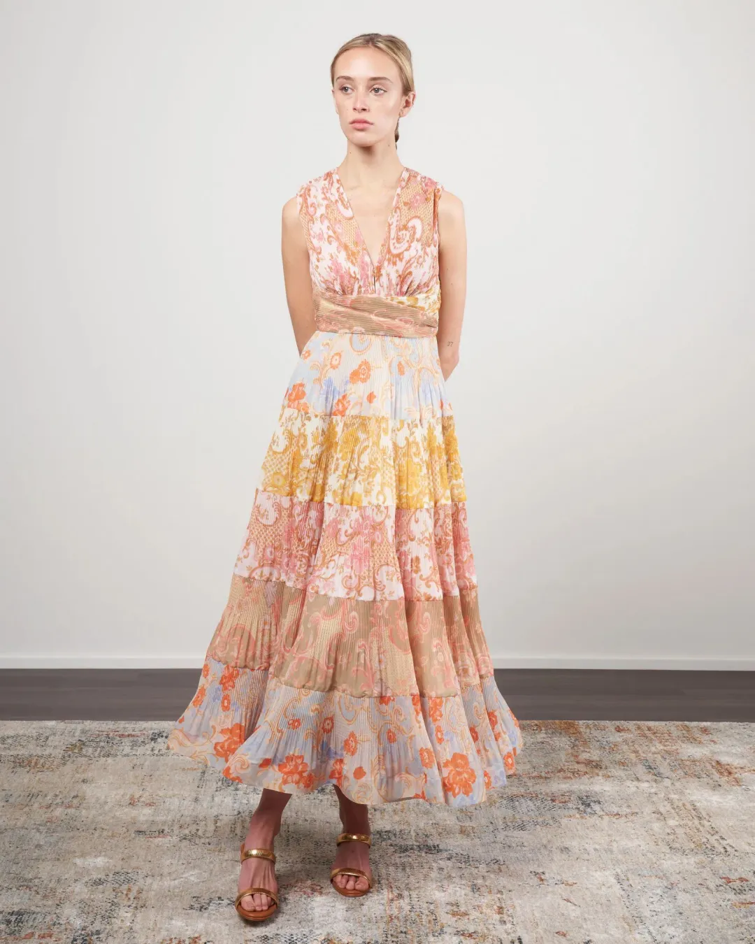 Zimmermann Postcard Pleated Midi Dress Print Size 2/ AU 12 for rent on The Volte - main image