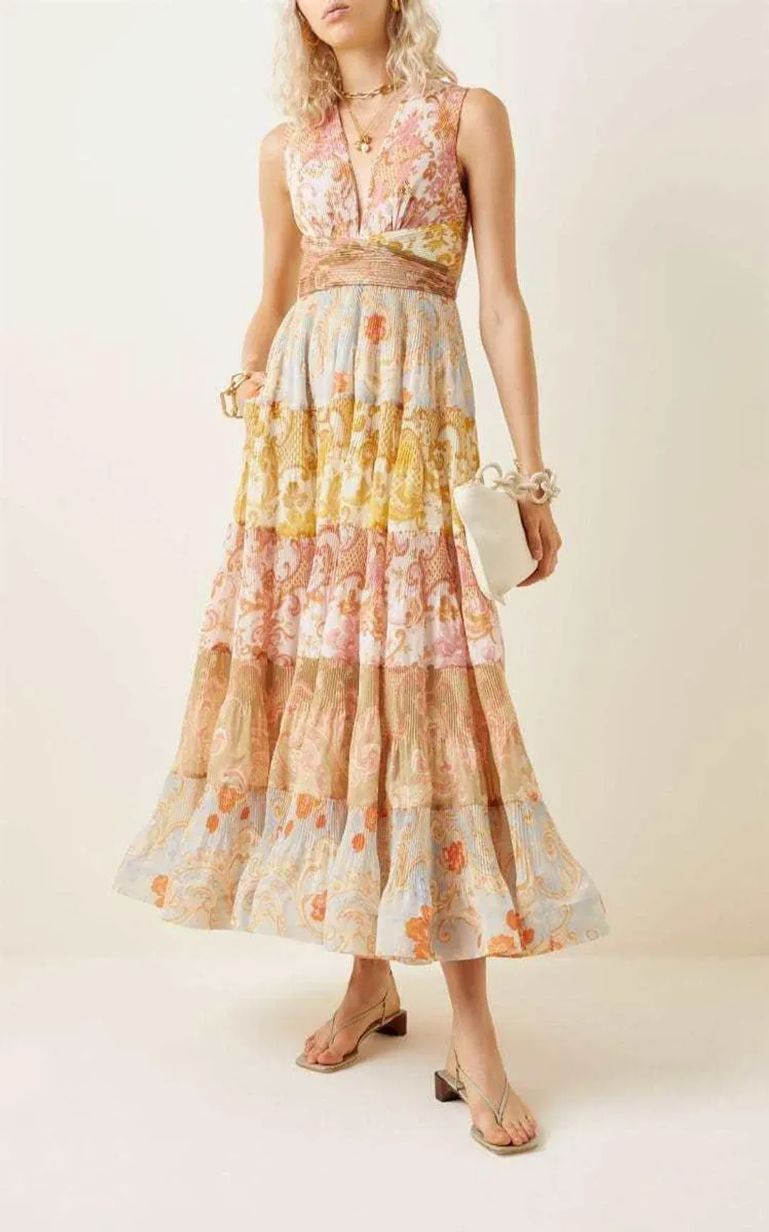 Zimmermann Postcard Pleated Midi Dress Print Size 2/ AU 12 for rent on The Volte - main image