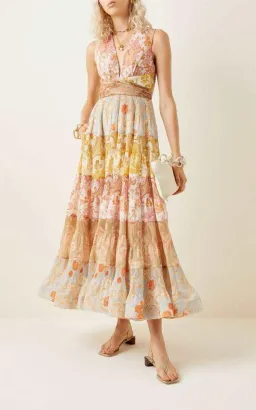 Zimmermann Postcard Pleated Midi Dress Print Size 2/ AU 12 for rent on The Volte - image 2